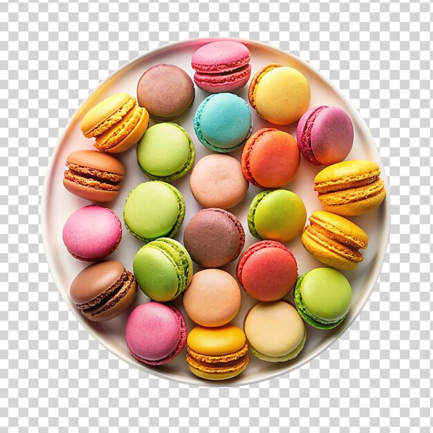 PSD a plate on macarons isolated on transparent background