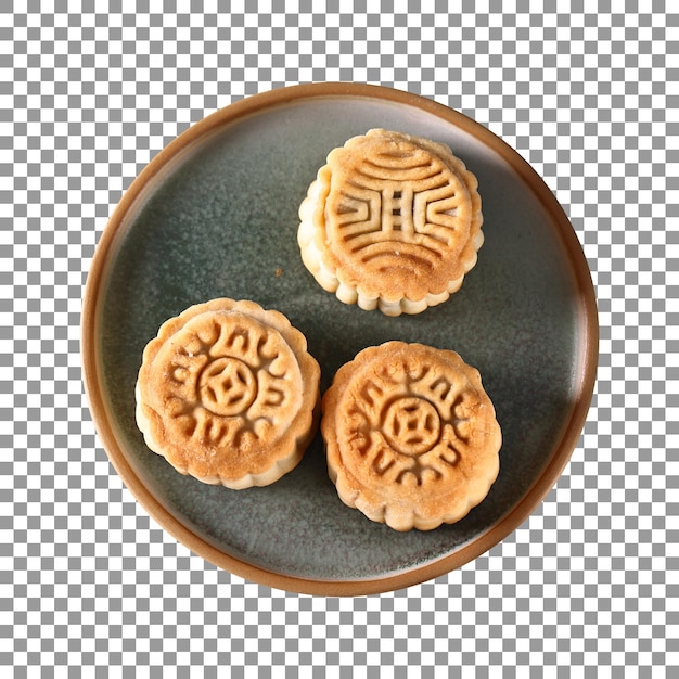 PSD piatto di mooncakes isolato su sfondo trasparente