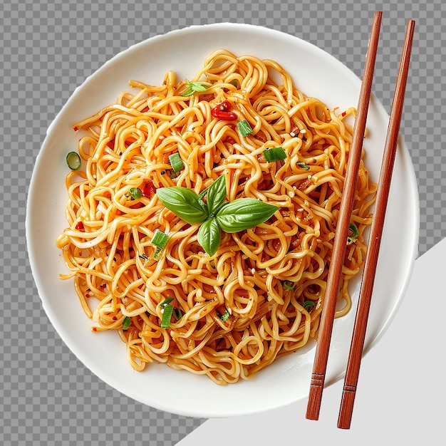 PSD plate of noodles png isolated on transparent background