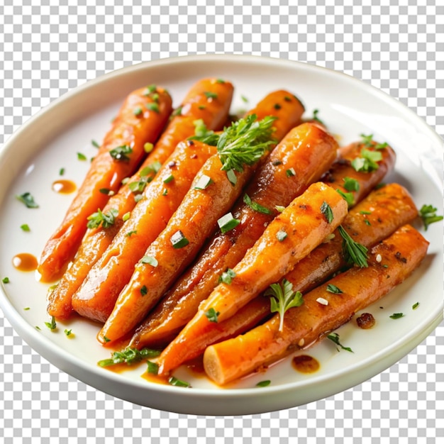 PSD plate of sweet and sticky honey glazed carrots