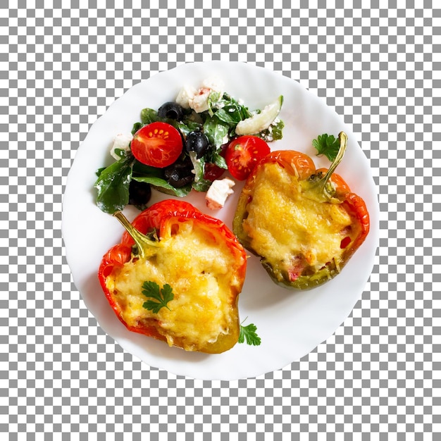 PSD plate of pepper with cheese isolated on transparent background