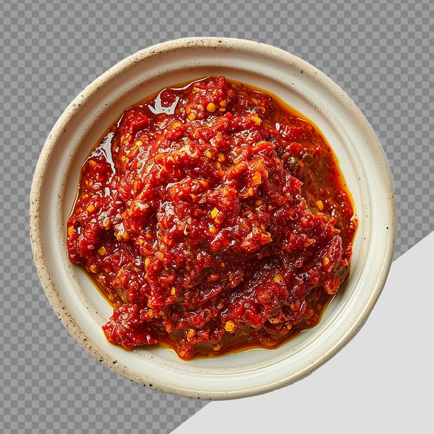 Plate of sambal png isolated on transparent background