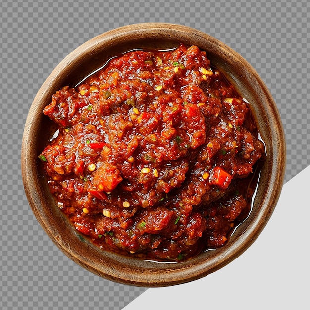 PSD plate of sambal png isolated on transparent background