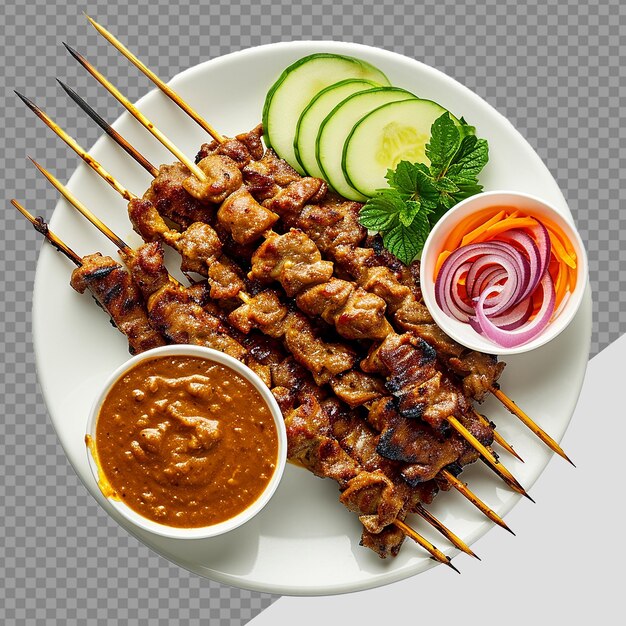 PSD plate of satay png isolated on transparent background