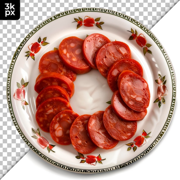 PSD a plate of sausages with the letter h on it