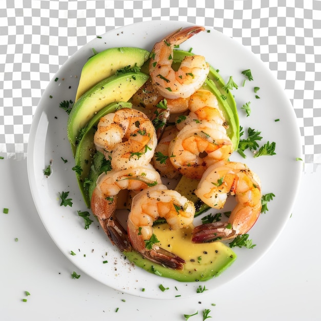 PSD a plate of shrimp avocado and avocado