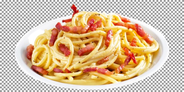 PSD un piatto di spaghetti piatto isolato su sfondo trasparente