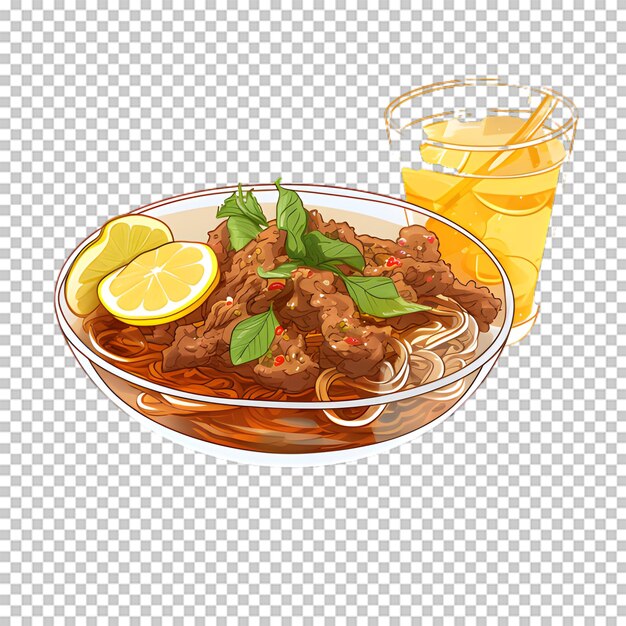 PSD a plate of spaghetti with beef isolated on transparent background