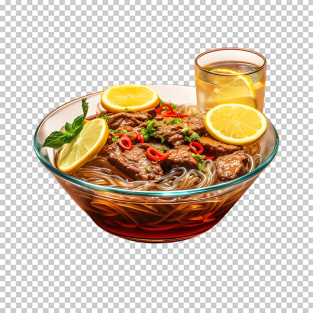 PSD a plate of spaghetti with beef isolated on transparent background