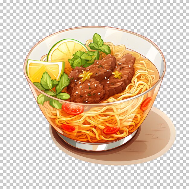 PSD a plate of spaghetti with beef isolated on transparent background