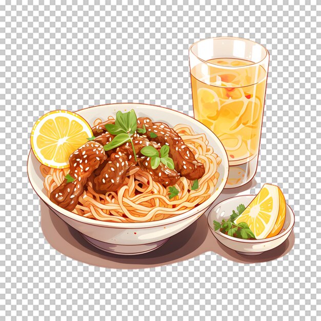 PSD a plate of spaghetti with beef isolated on transparent background