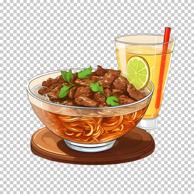 PSD a plate of spaghetti with beef isolated on transparent background