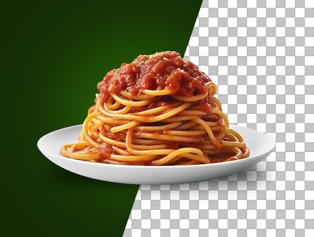 PSD un piatto di spaghetti con uno sfondo verde e trasparente