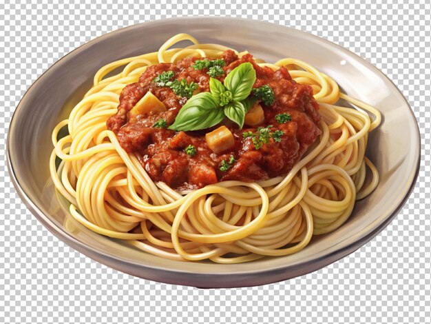 Piatto di spaghetti con salsa