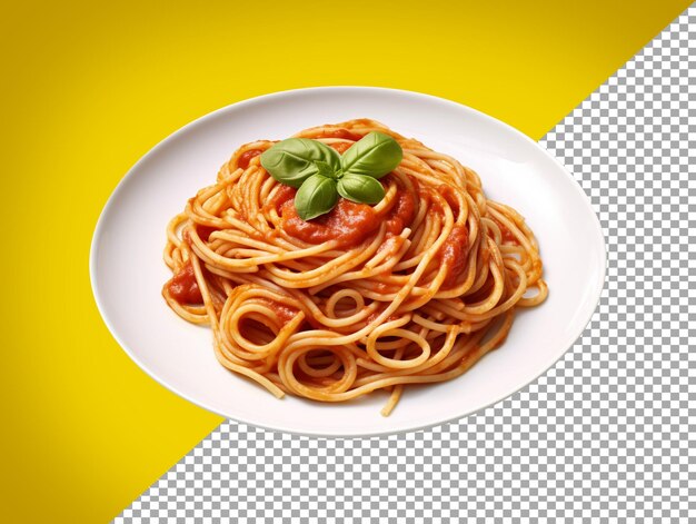 PSD a plate of spaghetti with a yellow and tranparent background