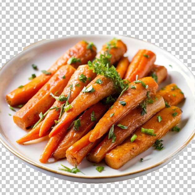 PSD plate of sweet and sticky honey glazed carrots