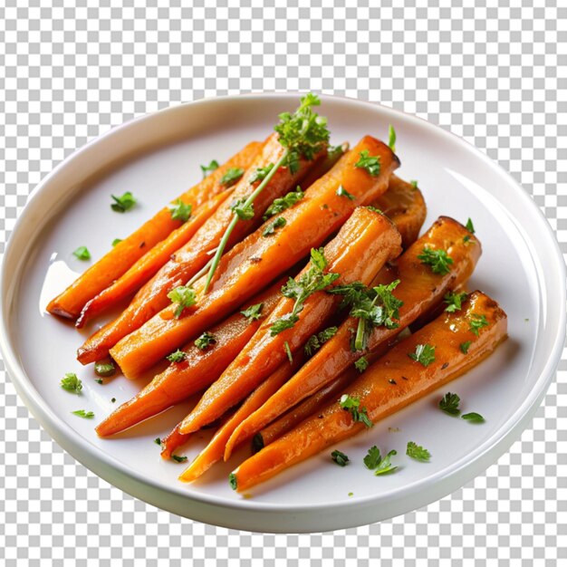 PSD plate of sweet and sticky honey glazed carrots