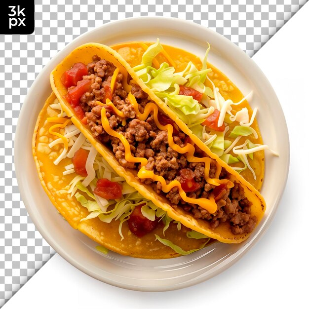 PSD a plate of taco and chili with a black and white background