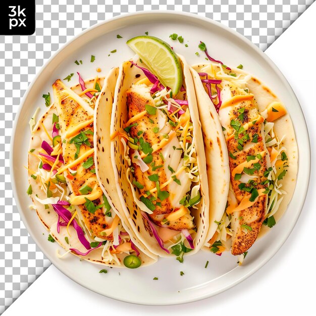 PSD a plate of taco tacos with a black and white background