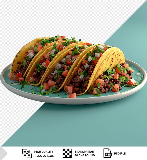 PSD plate of tacos on a blue table