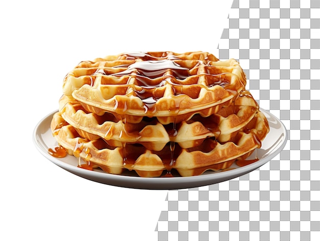 A plate of waffle with transparent background