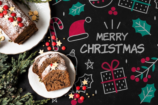 plate with cookies prepared for christmas holiday