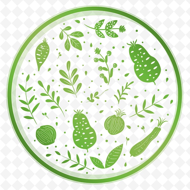 PSD a plate with fruits and leaves on it with a pattern of leaves on it