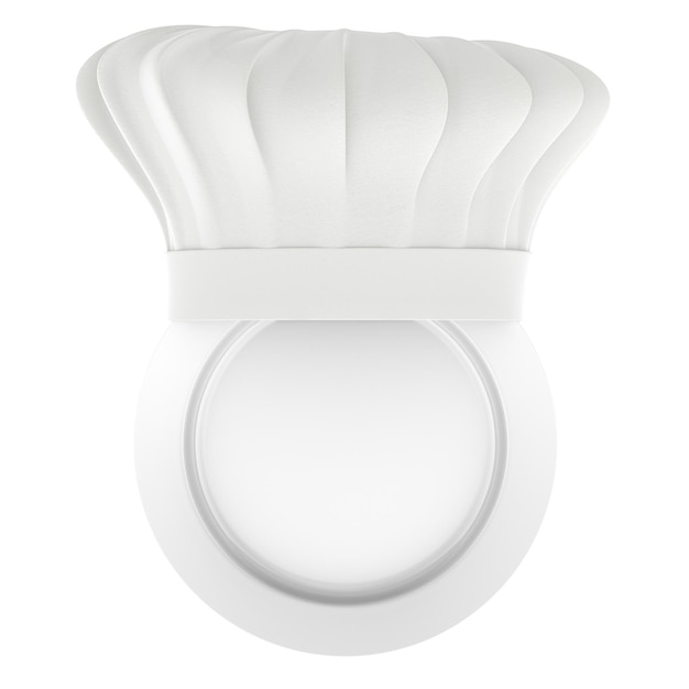 plate with kitchen chef hat 3d rendering isolated on transparent background