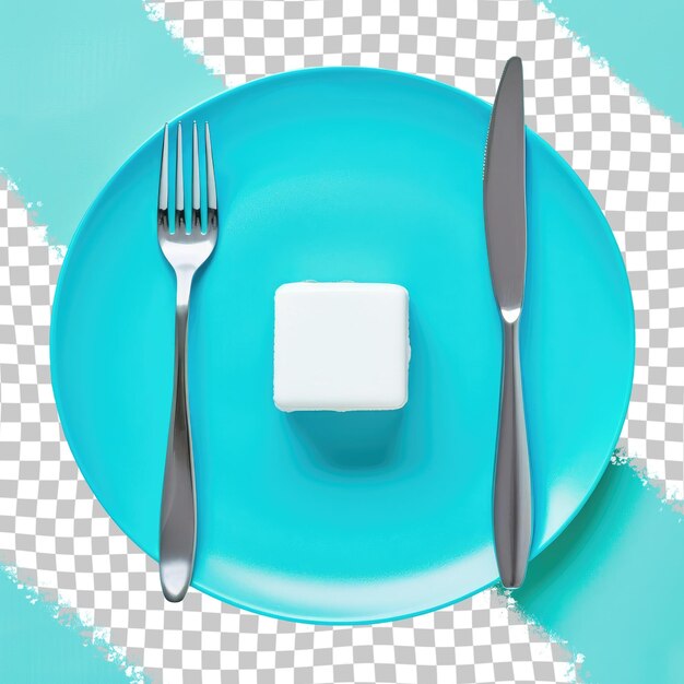 PSD a plate with a knife fork and knife on it