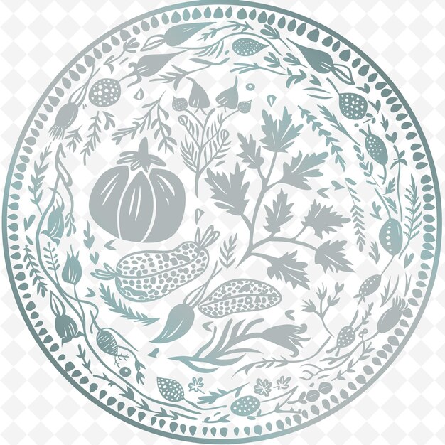 PSD a plate with a leaf pattern and a fruit on it