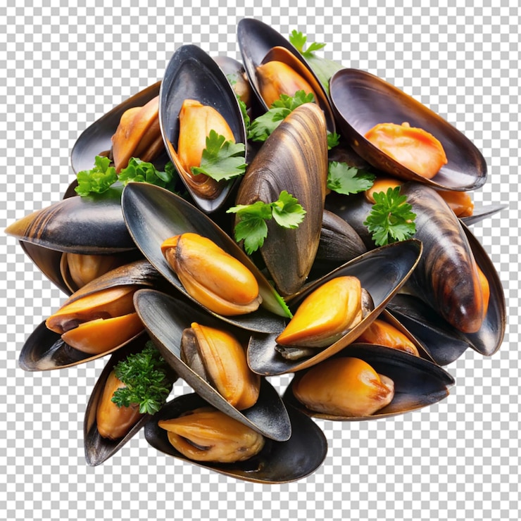 PSD plate with mussel seafood cuisine
