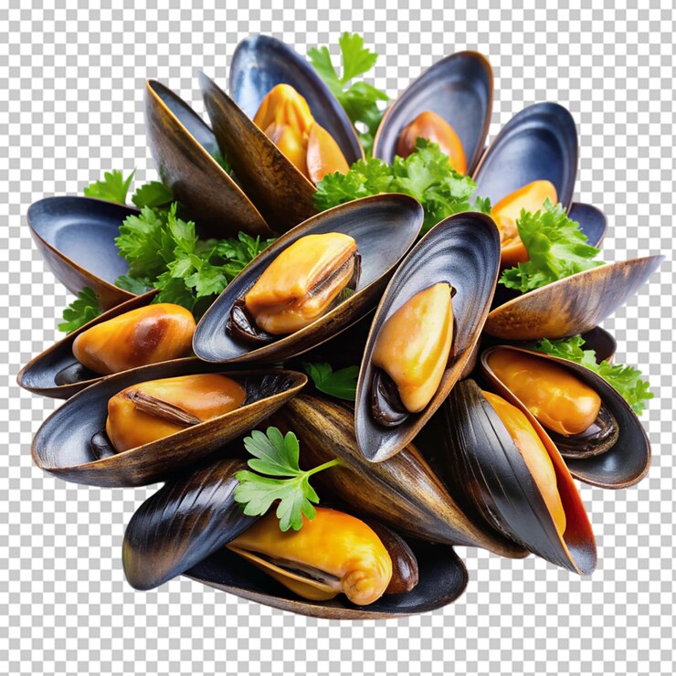 PSD plate with mussel seafood cuisine