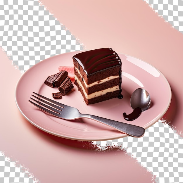 PSD a plate with a piece of cake and a fork on it