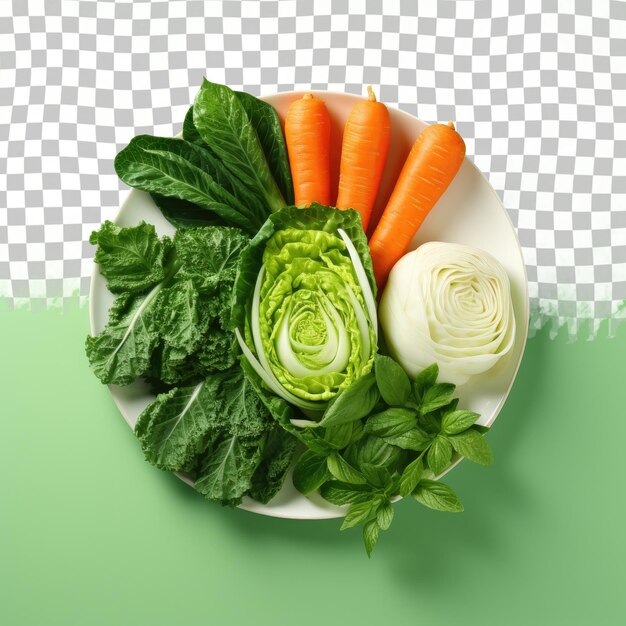 PSD Тарелка с растительными ингредиентами, такими как морковь, салат и лук