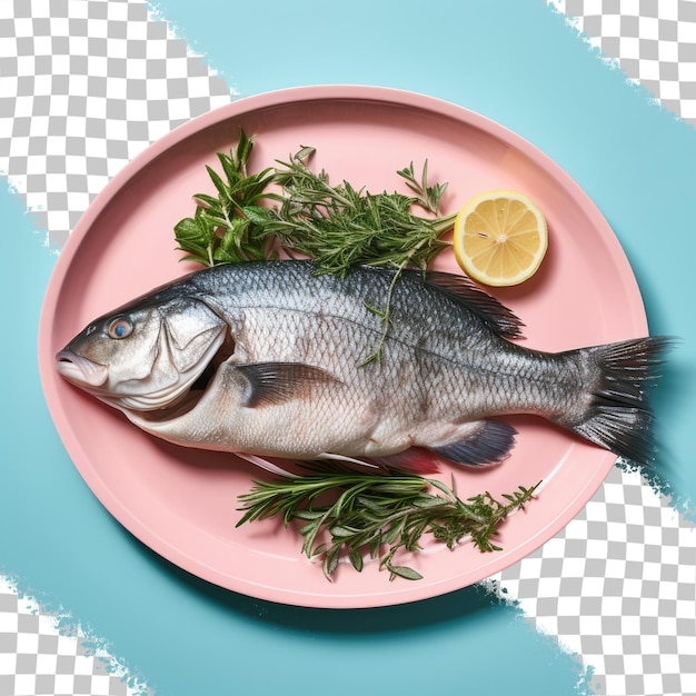 PSD plate with sea bass transparent background