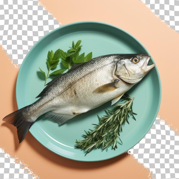 PSD plate with sea bass transparent background