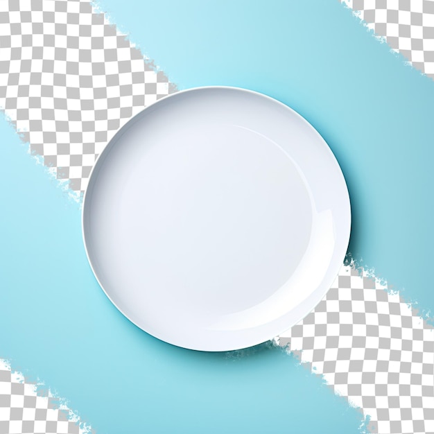 PSD plate with white and blue colors on a transparent background made of wood
