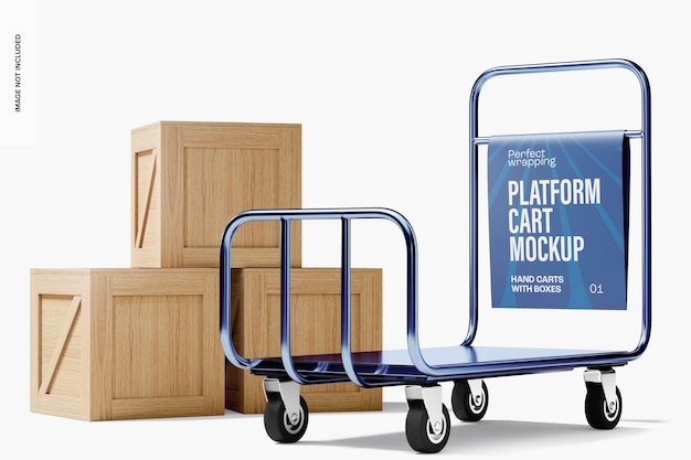 PSD platform cart mockup, perspective