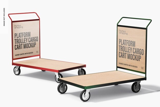 Platform trolley cargo carts mockup, linker- en rechteraanzicht