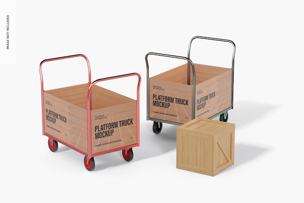 PSD platform trucks mockup, left and right view