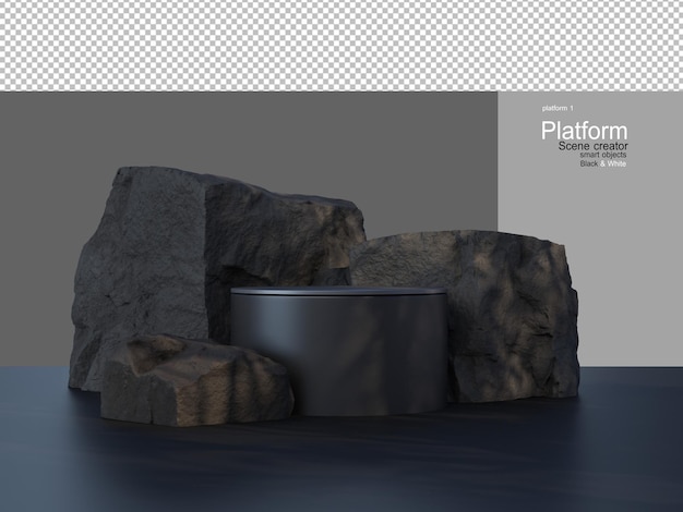 PSD platforma ekspozycyjna z ozdobnymi kamieniami