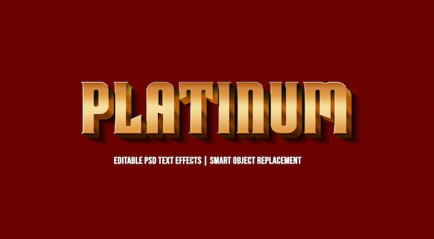 PSD platinum  premium 3d text style effect