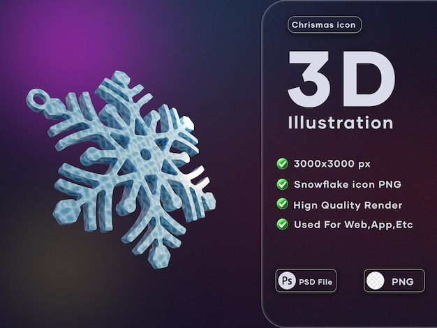 Płatki śniegu Renderujące 3d Realistyczne Ozdoby świąteczne Do Kompozycji Psd