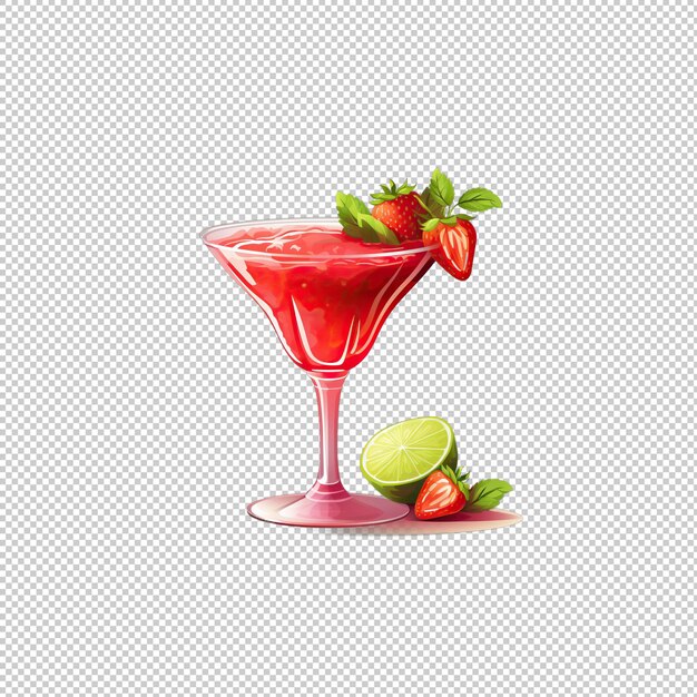 Platte logo strawberry daiquiri geïsoleerde achtergrond