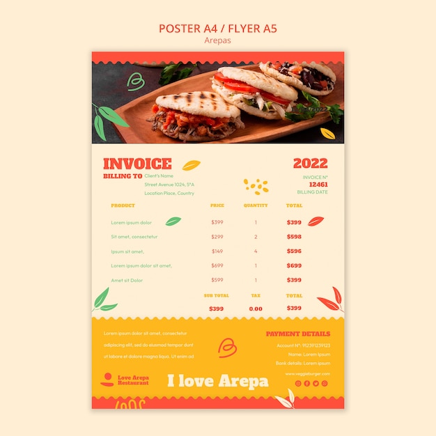 PSD platte ontwerp arepa ontwerpsjabloon