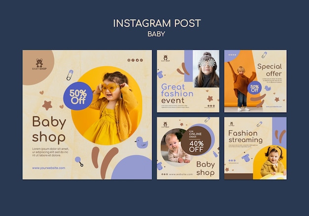 Platte ontwerp babywinkel instagram-berichten