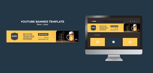 PSD platte ontwerp bieretiket youtube-banner