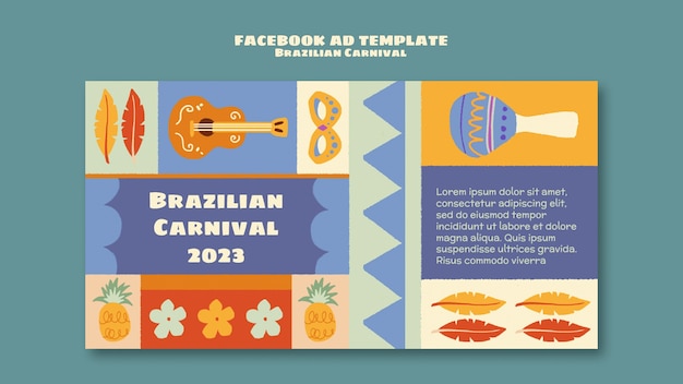 PSD platte ontwerp braziliaanse carnaval facebook-sjabloon