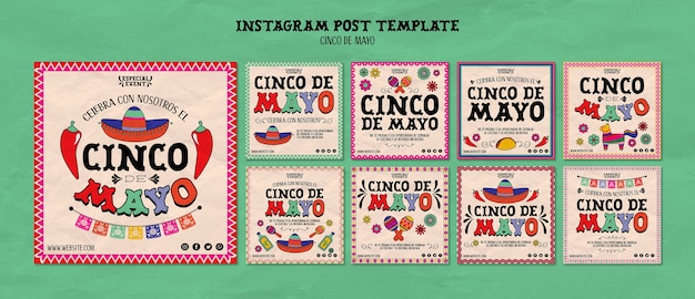 Platte ontwerp cinco de mayo-sjabloon