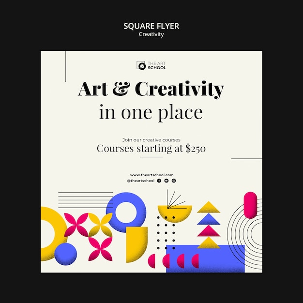 Platte ontwerp creativiteit vierkante poster sjabloon